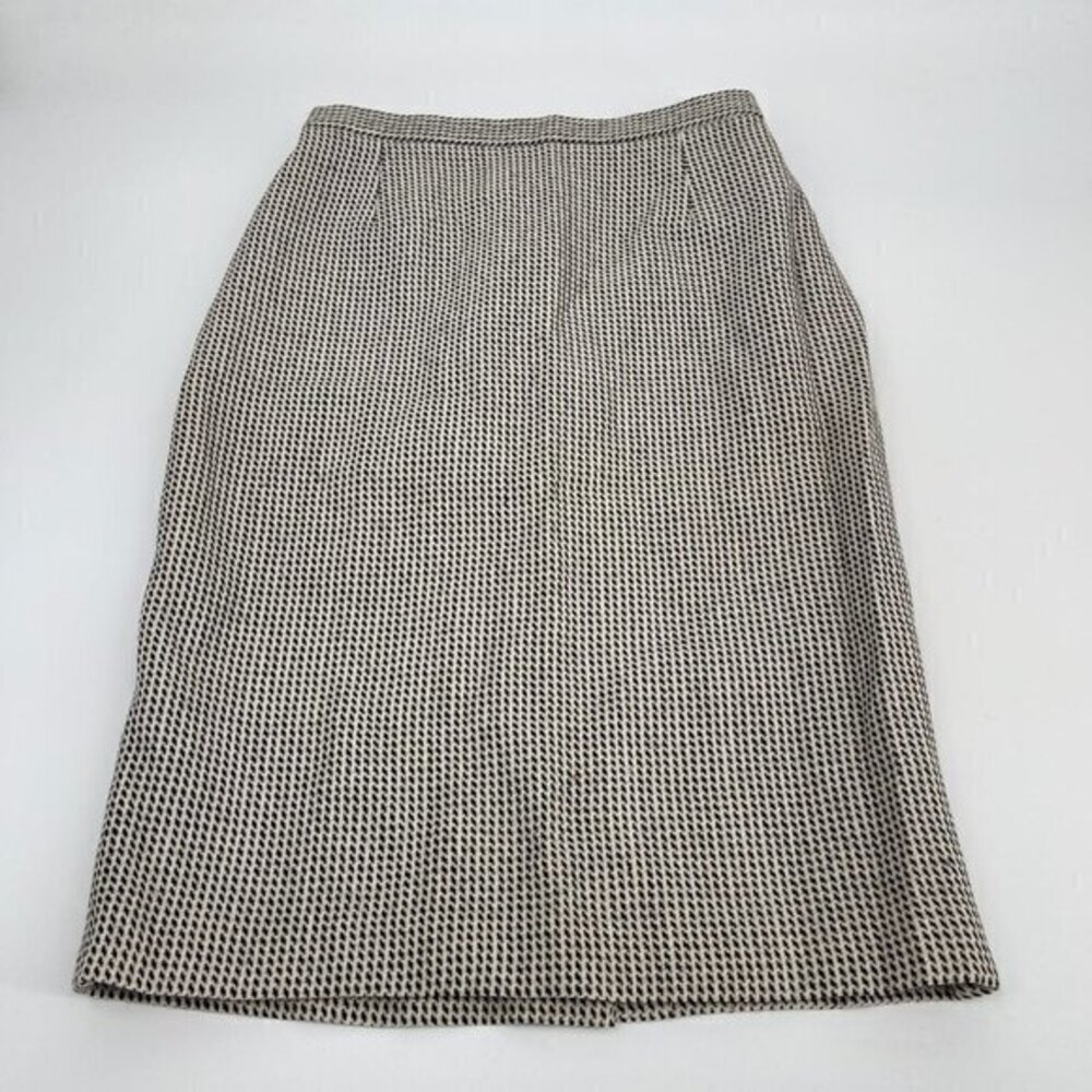 Gerard Pasquier Skirt 42 Womens Black White Wool Business Casual Knit Classic
